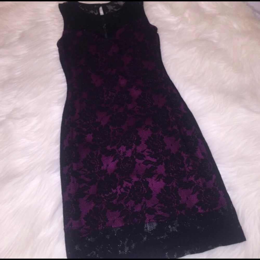 Wetseal black and pink lace bodycon dress